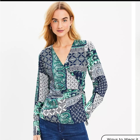 LOFT Tops - Loft Patchwork Wrap Top